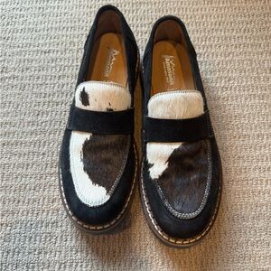Ammann Women’s  Black & White Haircalf Penny Loafers